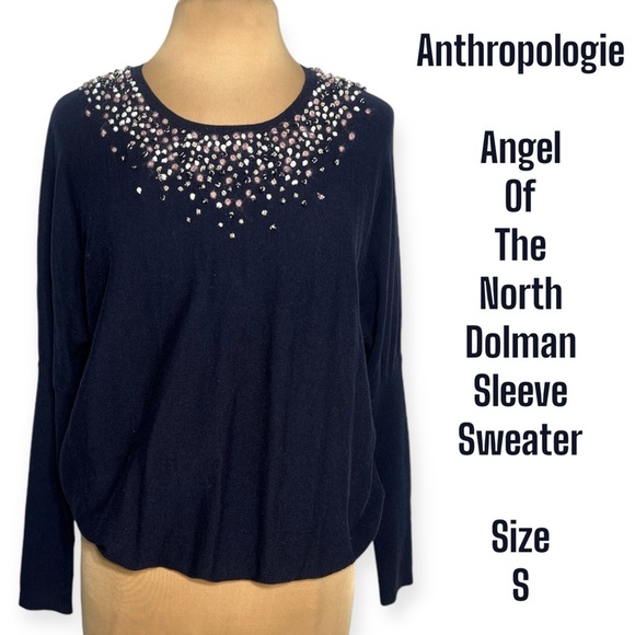 Anthropologie Sweaters - Anthropologie Angel of the North navy blue dolman sleeve sweater size S
